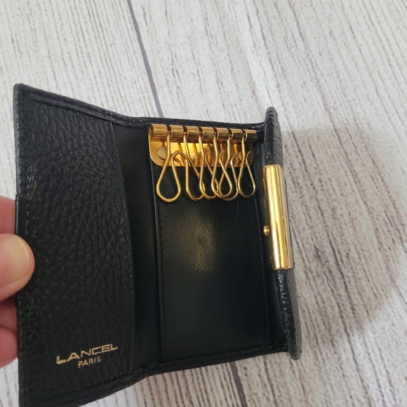 Lancel Key Card leather Wallet Black/Gold - Picture 5 of 6